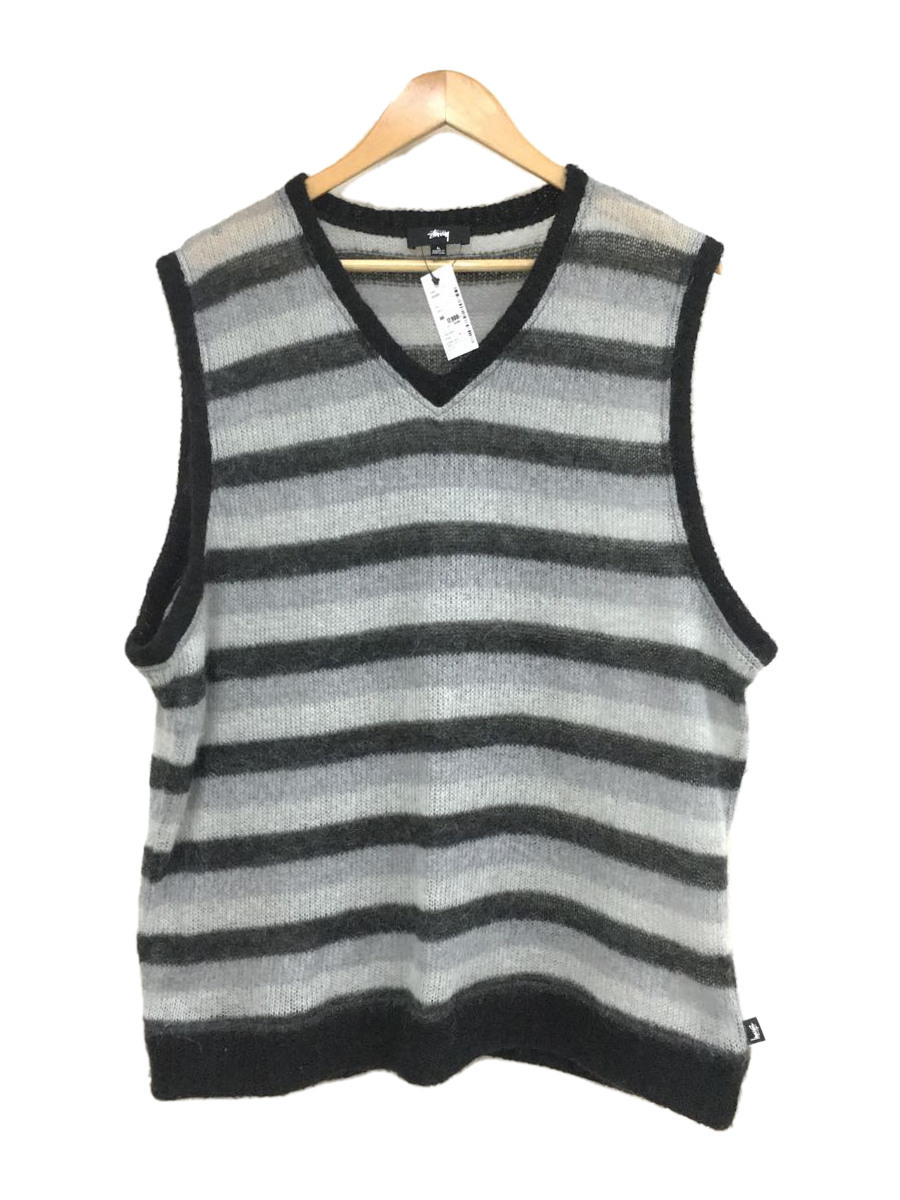 大人女性の STUSSY◇STRIPED SWEATER VEST/L/アクリル/GLY/ボーダー