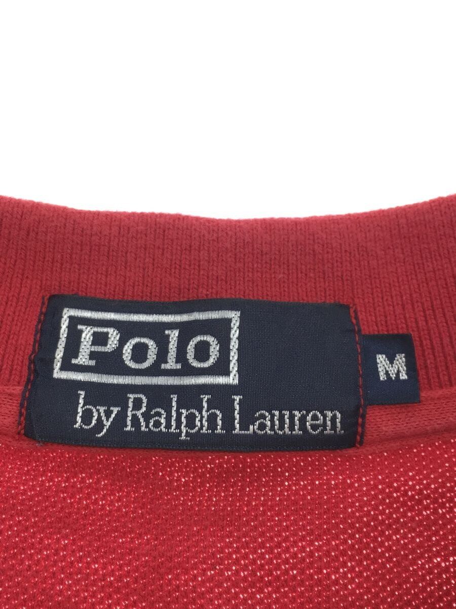 POLO RALPH LAUREN◆ポロシャツ/M/コットン/RED/無地_画像3