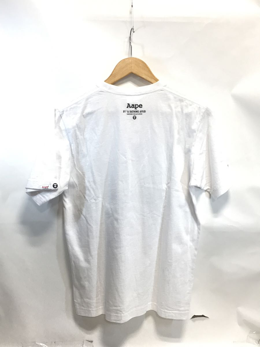 AAPE BY A BATHING APE◆Tシャツ/S/コットン/ホワイト/汚れ有_画像2