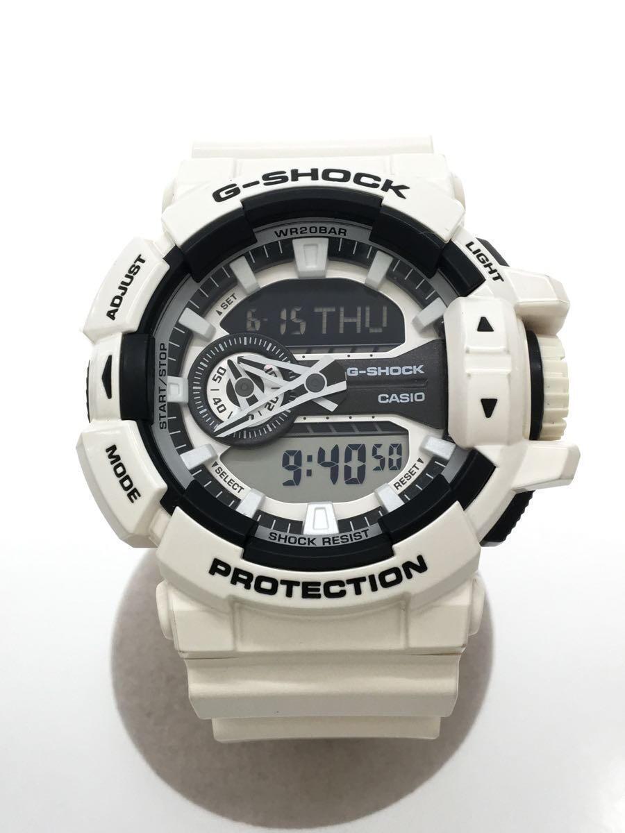 注目ブランド CASIO◇クォーツ腕時計・G-SHOCK/デジアナ/WHT/GA-400