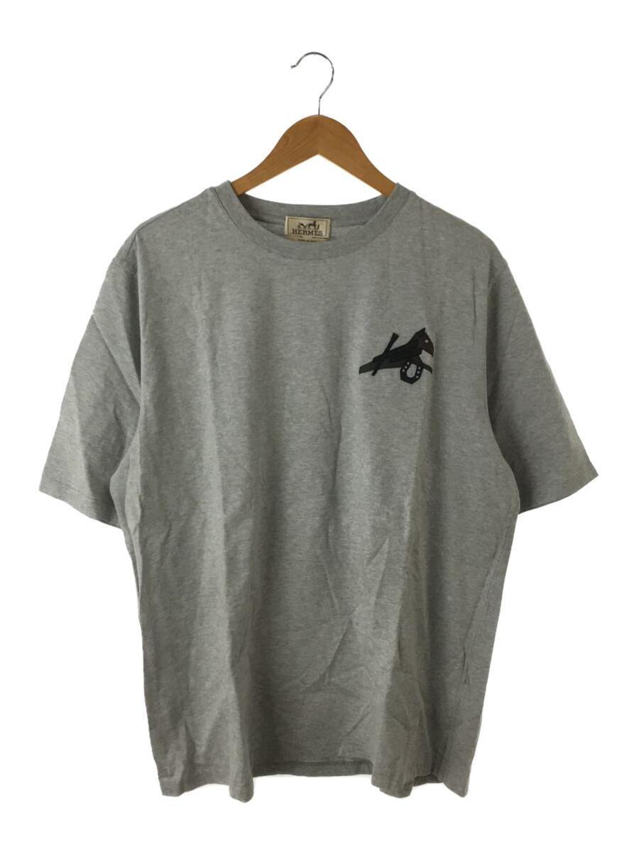 HERMES◆Equestrian Puzzle/Tシャツ/XL/コットン/グレー_画像1