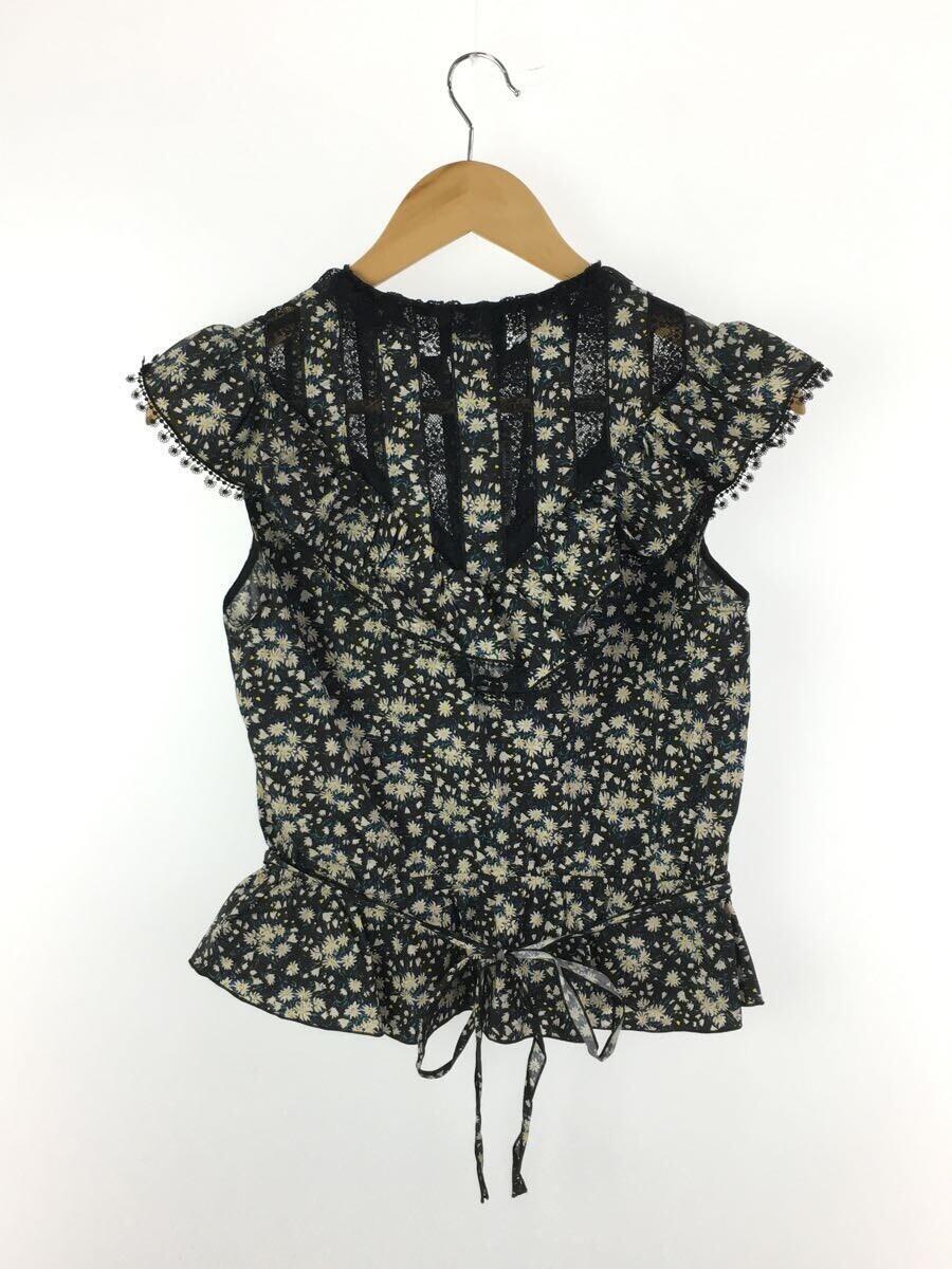 MARC JACOBS* no sleeve blouse /0/ cotton / black / floral print /Victorian lace trim floral