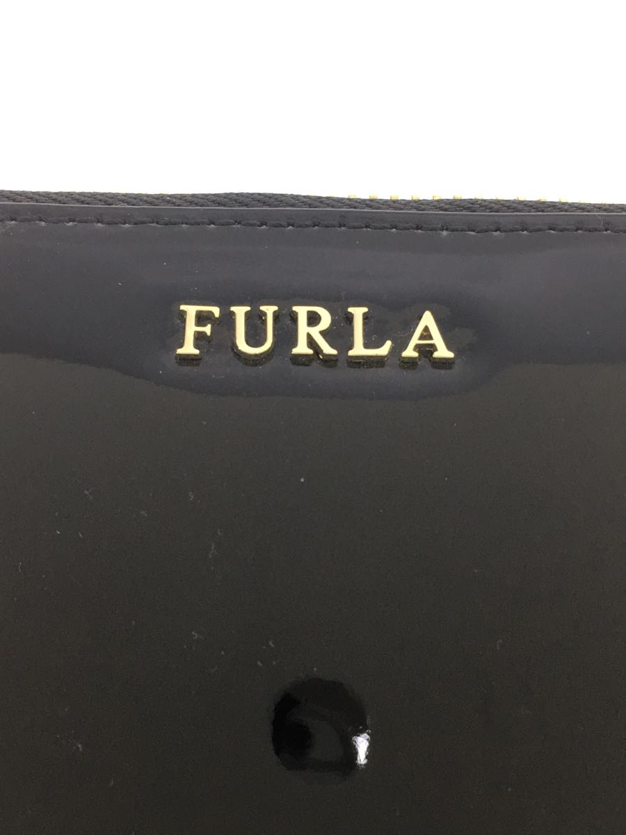 FURLA◆長財布/エナメル/BLK/無地/レディース/796749_画像3