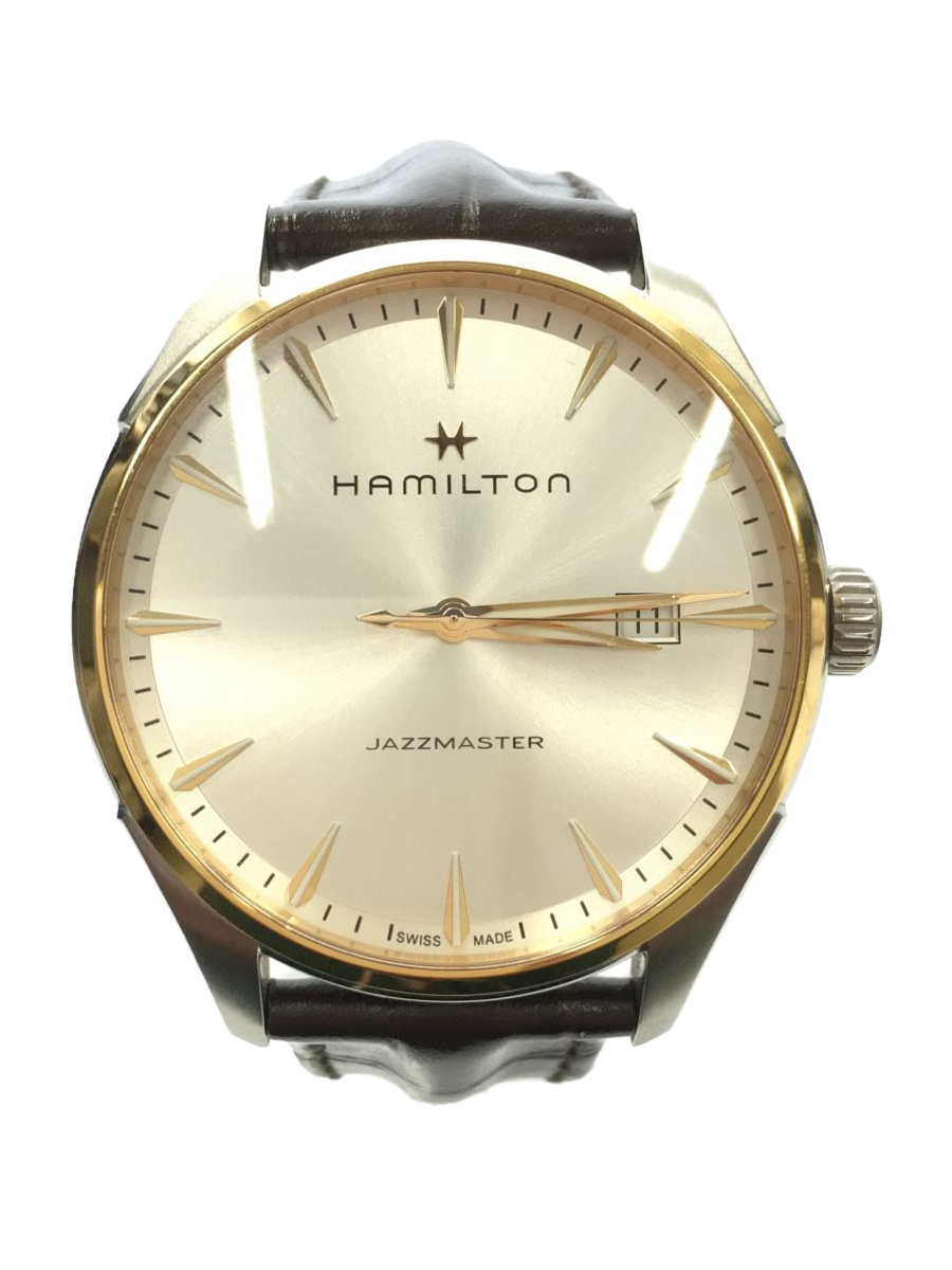 競売 HAMILTON◇クォーツ腕時計/アナログ/レザー/WHT/BRW/H324410