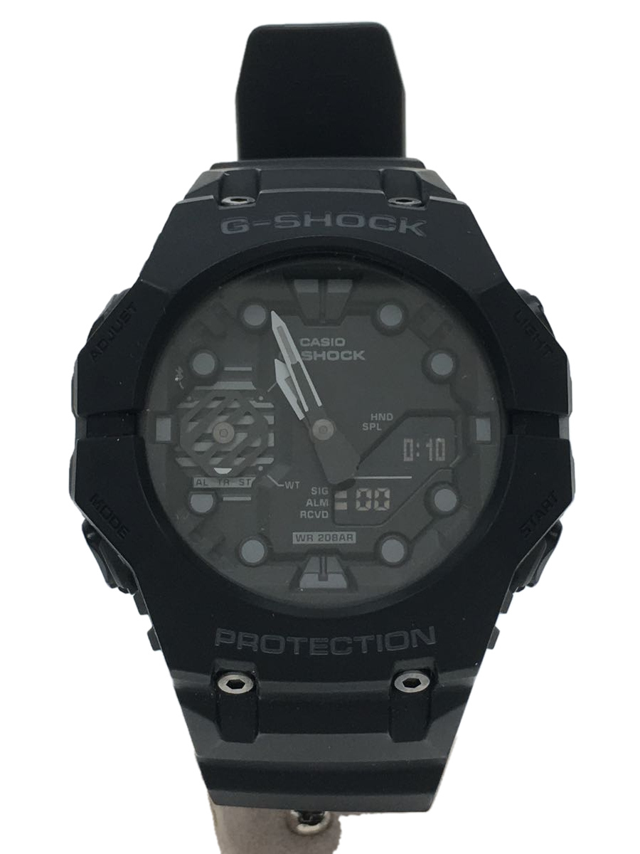 CASIO◆クォーツ腕時計_G-SHOCK/アナログ/ラバー/BLK/BLK/SS