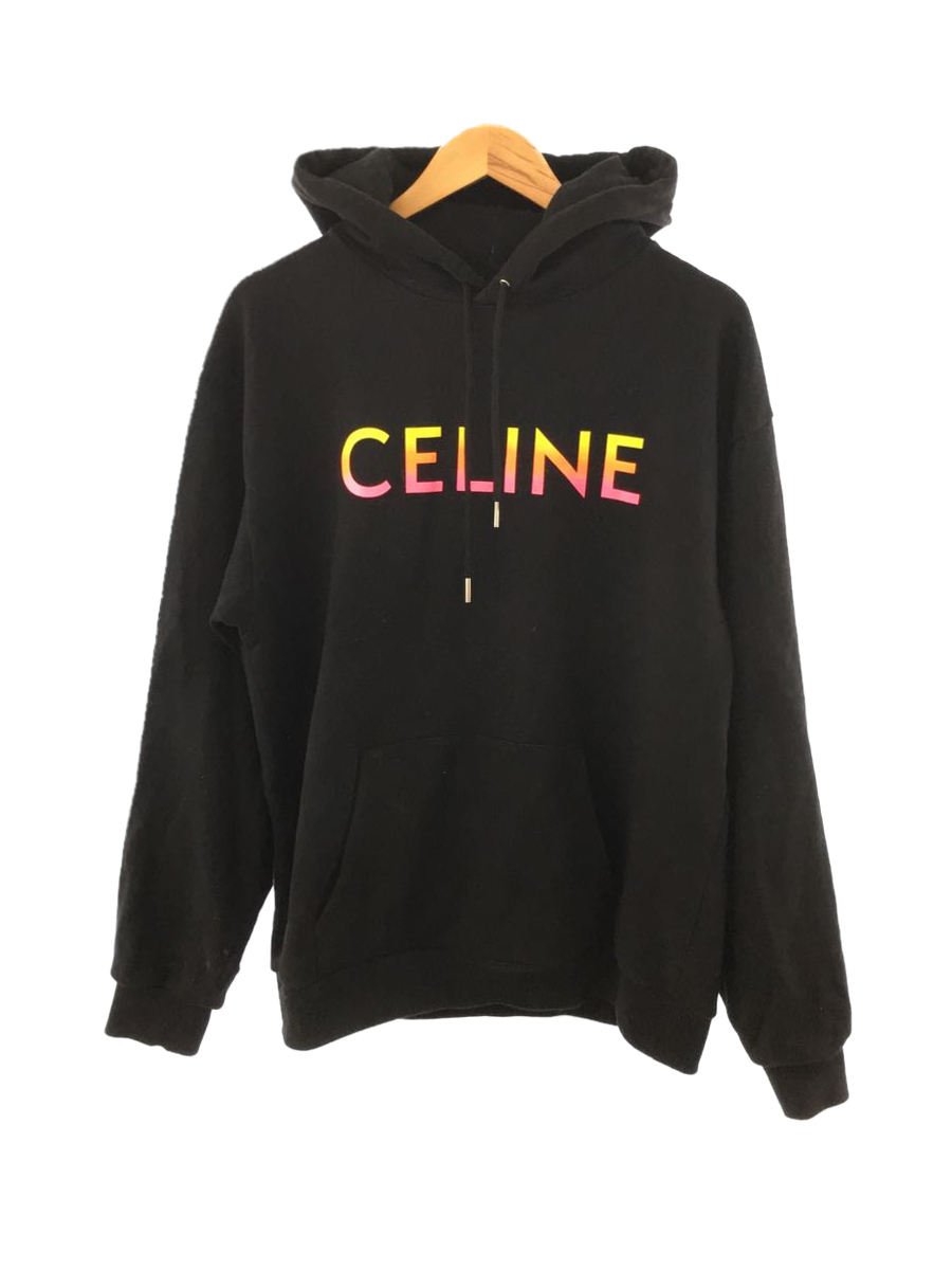 CELINE◆22AW/パーカー/L/コットン/ブラック/プリント/2Y753670Q