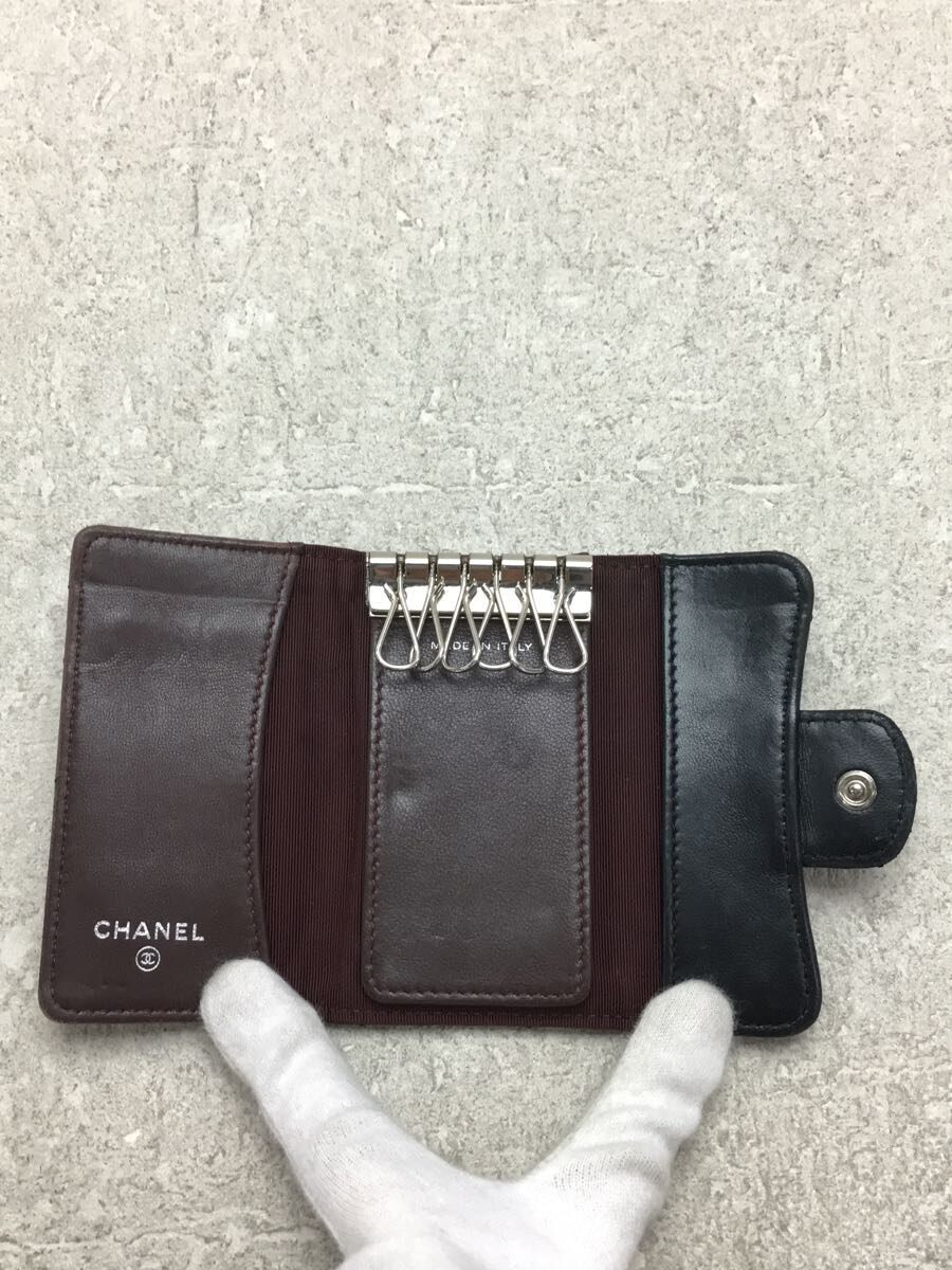 CHANEL* Chanel / key case / leather /BLK/ lady's / matelasse / attrition, peeling have 