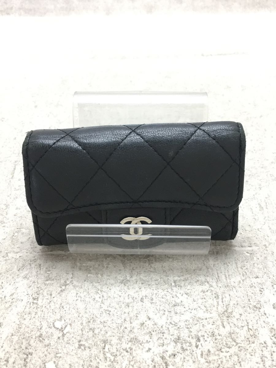 CHANEL* Chanel / key case / leather /BLK/ lady's / matelasse / attrition, peeling have 