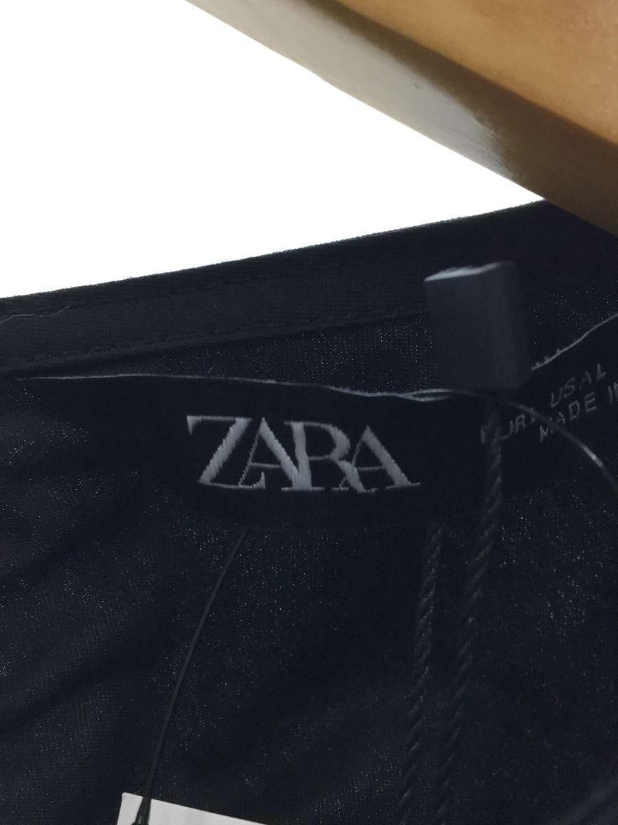 ZARA◆長袖ワンピース/L/コットン/BLK/無地_画像3