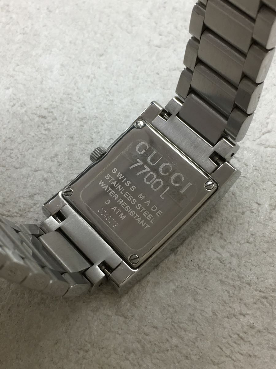 保証書付】 GUCCI◇クォーツ腕時計/アナログ/ステンレス/BLK/SLV/7700L