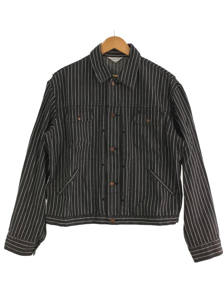 UNUSED◆12oz stripe denim jacket/Gジャン/2/デニム/ブラック/ストライプ/US1590
