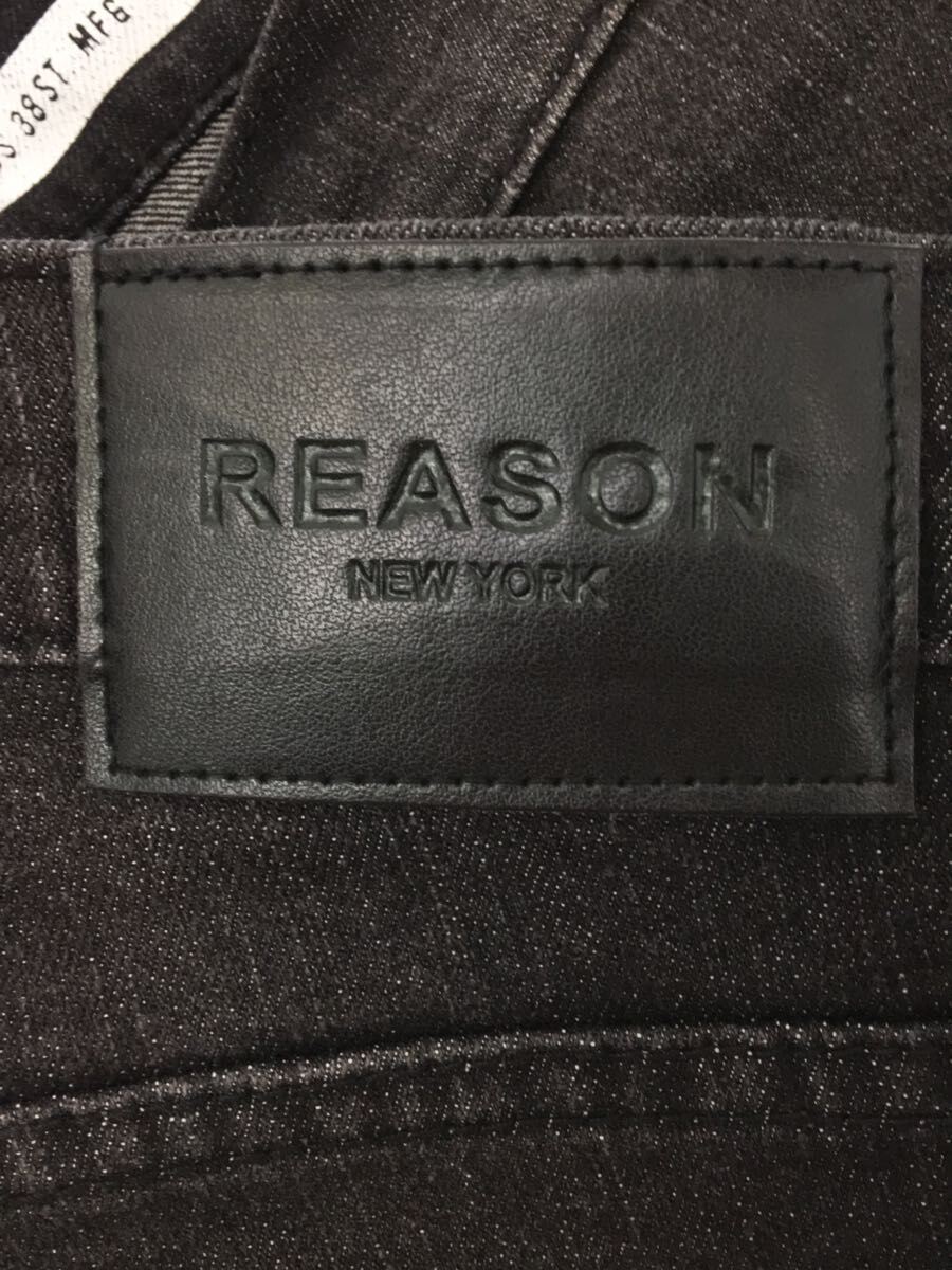 REASON◆ダメージ加工デニムパンツ/ボトム/-/コットン/BLK/無地/チェック/古着/USED_画像4