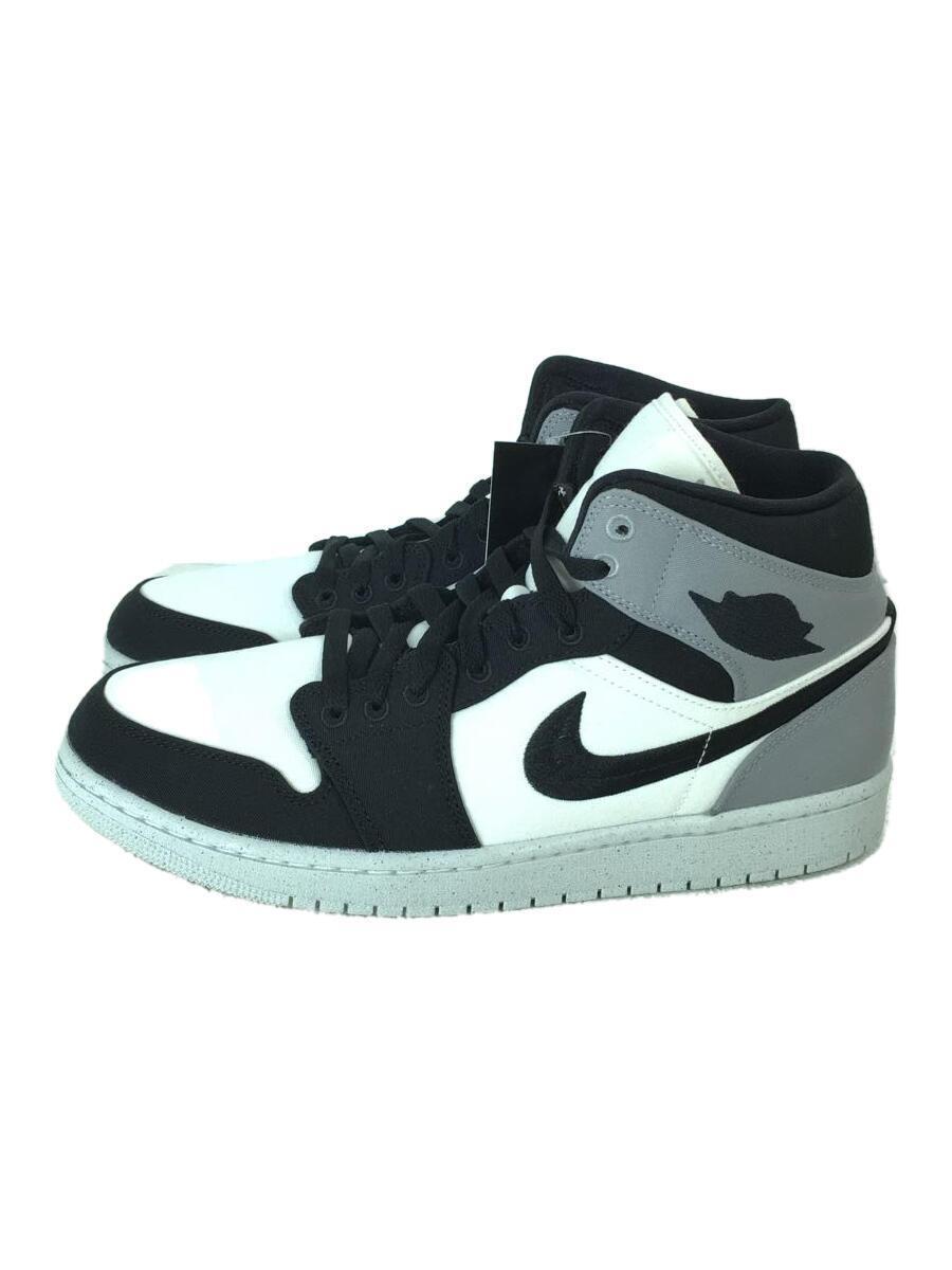 NIKE◆スニーカー/ハイカット/29cm/ブラックxホワイトxグレー/DV0427-100/エアジョーダン1MID SE