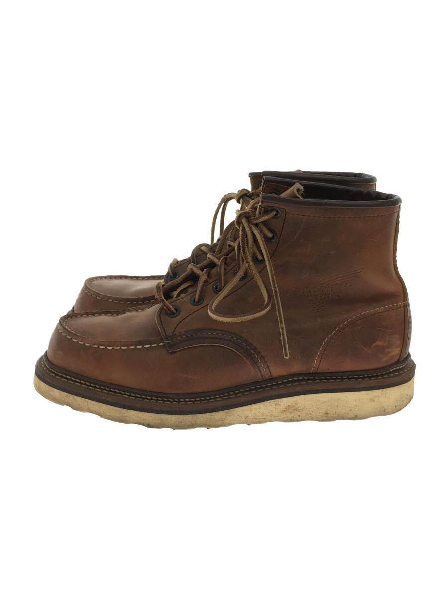 RED WING◆レースアップブーツ・6インチクラシックモックトゥ/US7.5/BRW/レザー_画像1