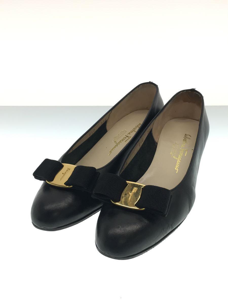 Salvatore Ferragamo◆フラットパンプス/UK6.5/ブラック/レザー/04575/FADDY_画像2