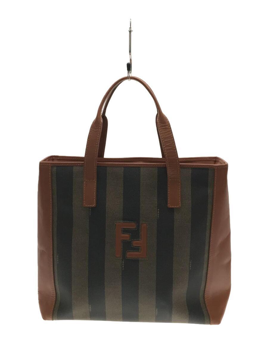 新発売】 FENDI◇フェンディ/ペカン柄/スクエアトートバッグ/PVC/BRW