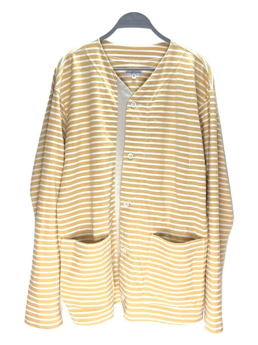 Engineered Garments◆PC STRIPE KNIT CARDIGAN/カーディガン(薄手)/M/コットン/YLW/ボーダー_画像1