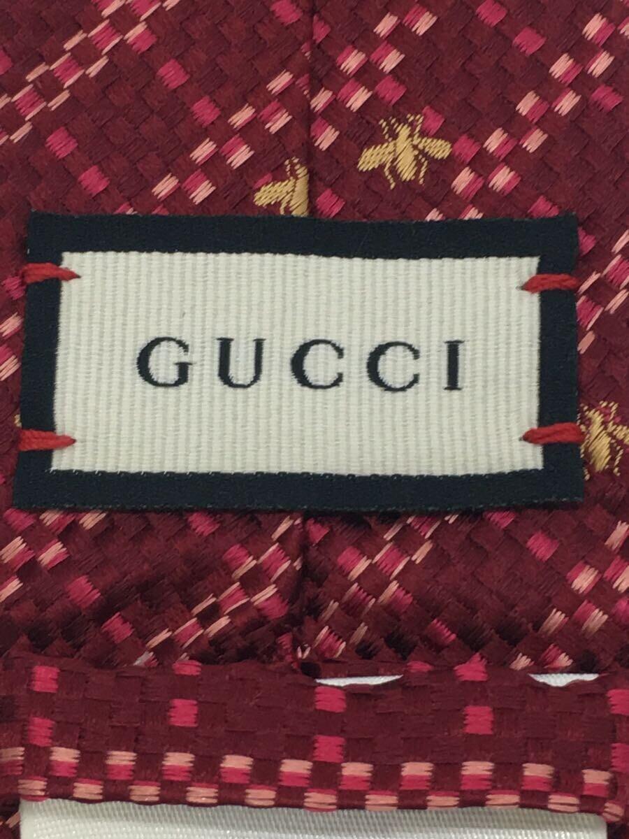 ギフ_包装】 GUCCI◇BEE/蜂/ネクタイ/シルク/RED/メンズ/597109