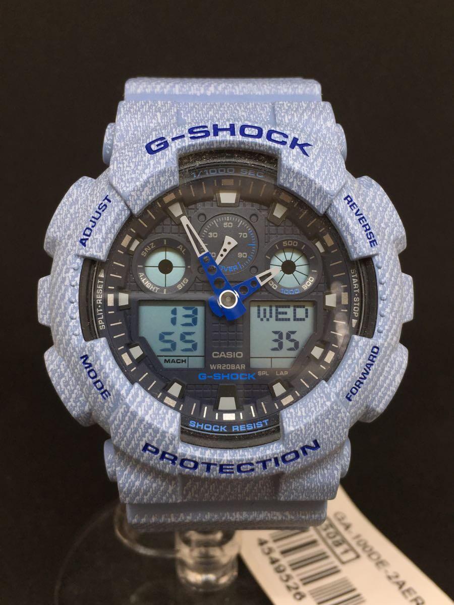 CASIO◆クォーツ腕時計・G-SHOCK/デジアナ/ブルー/GA-100DE-2AJ