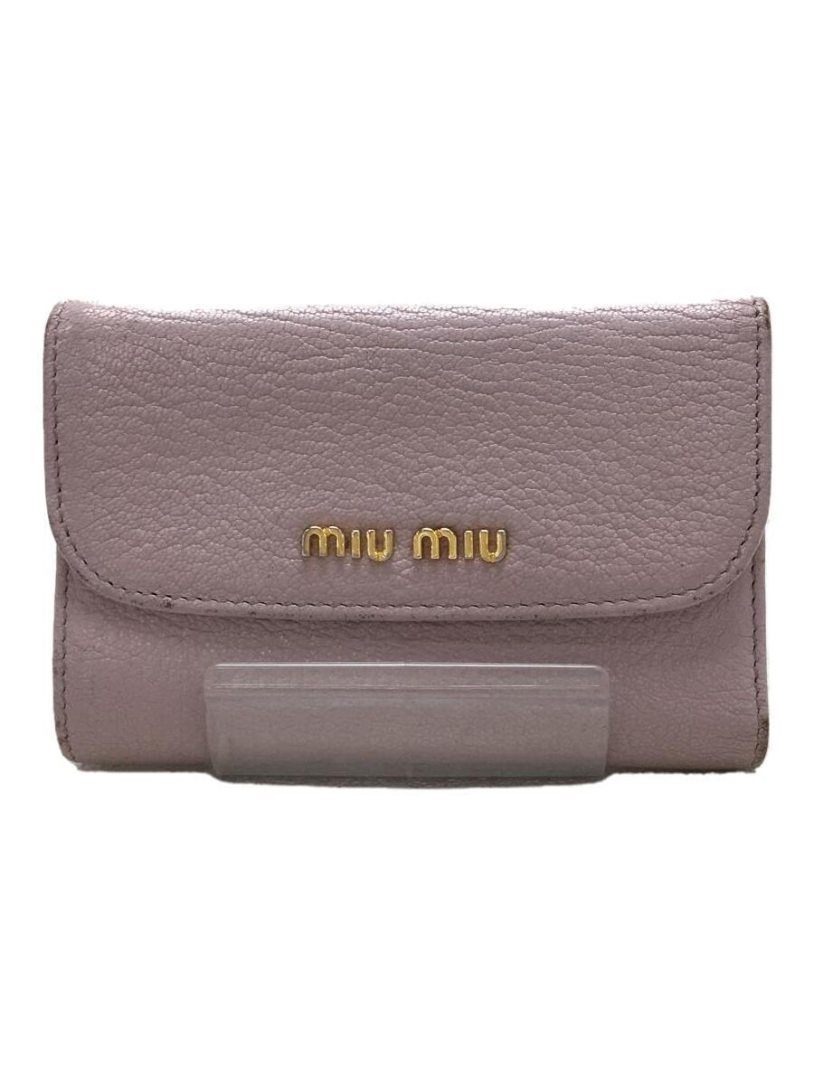 MIU MIU◆3つ折り財布/山羊革/PNK/レディース/5MH373/角擦れ有/マドラス