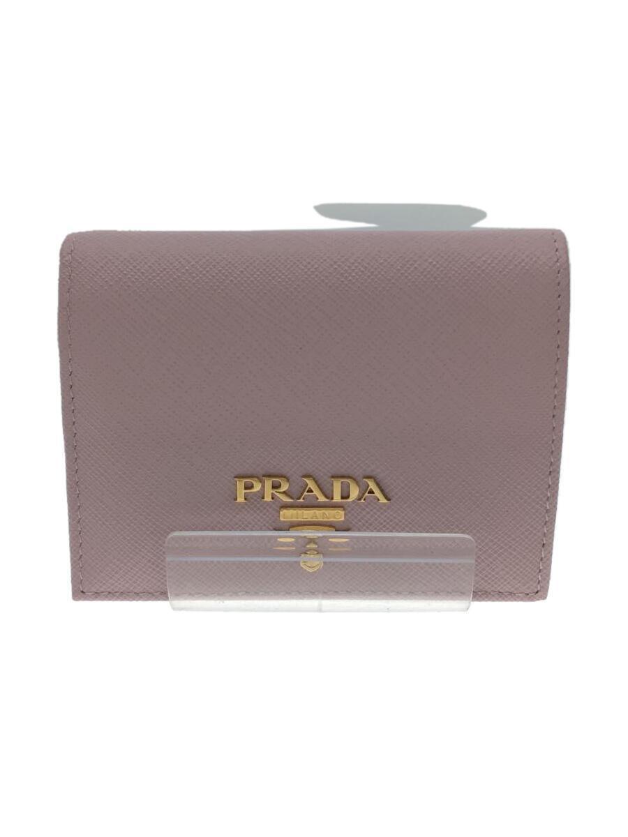 人気の春夏 PRADA◇プラダ/2つ折り財布/サフィアーノ/ピンク/181E