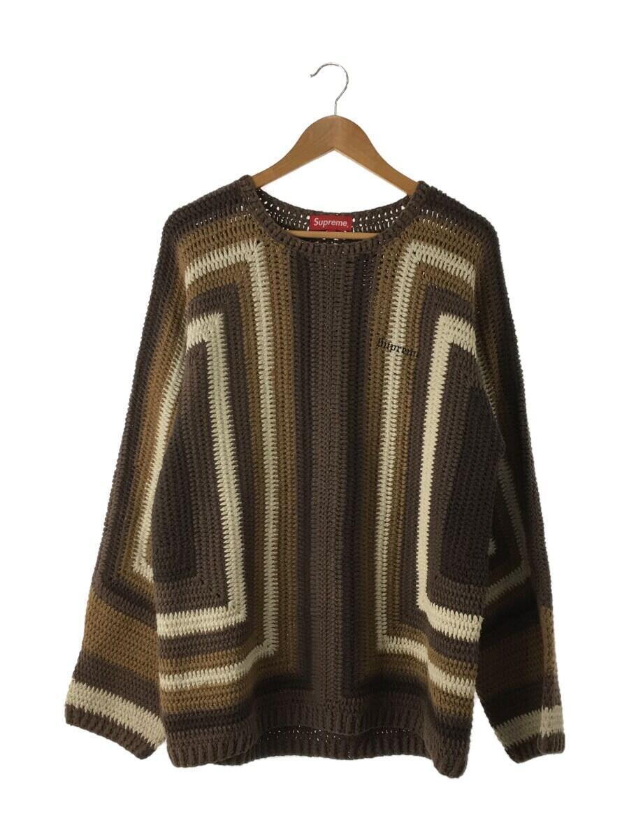 Supreme◆22SS/Hand Crocheted Sweater/セーター(厚手)/XL/コットン/BRW/ストライプ