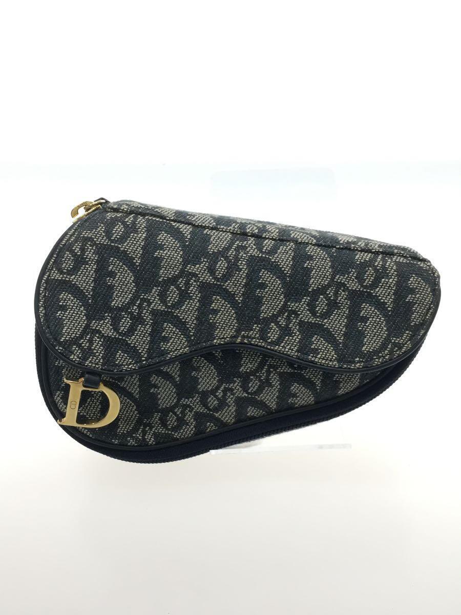 品揃え豊富で Christian Dior◇トロッター柄/ポーチ/キャンバス/NVY/総