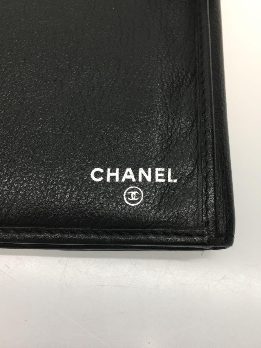 CHANEL◆長財布/レザー/BLK/レディース_画像3