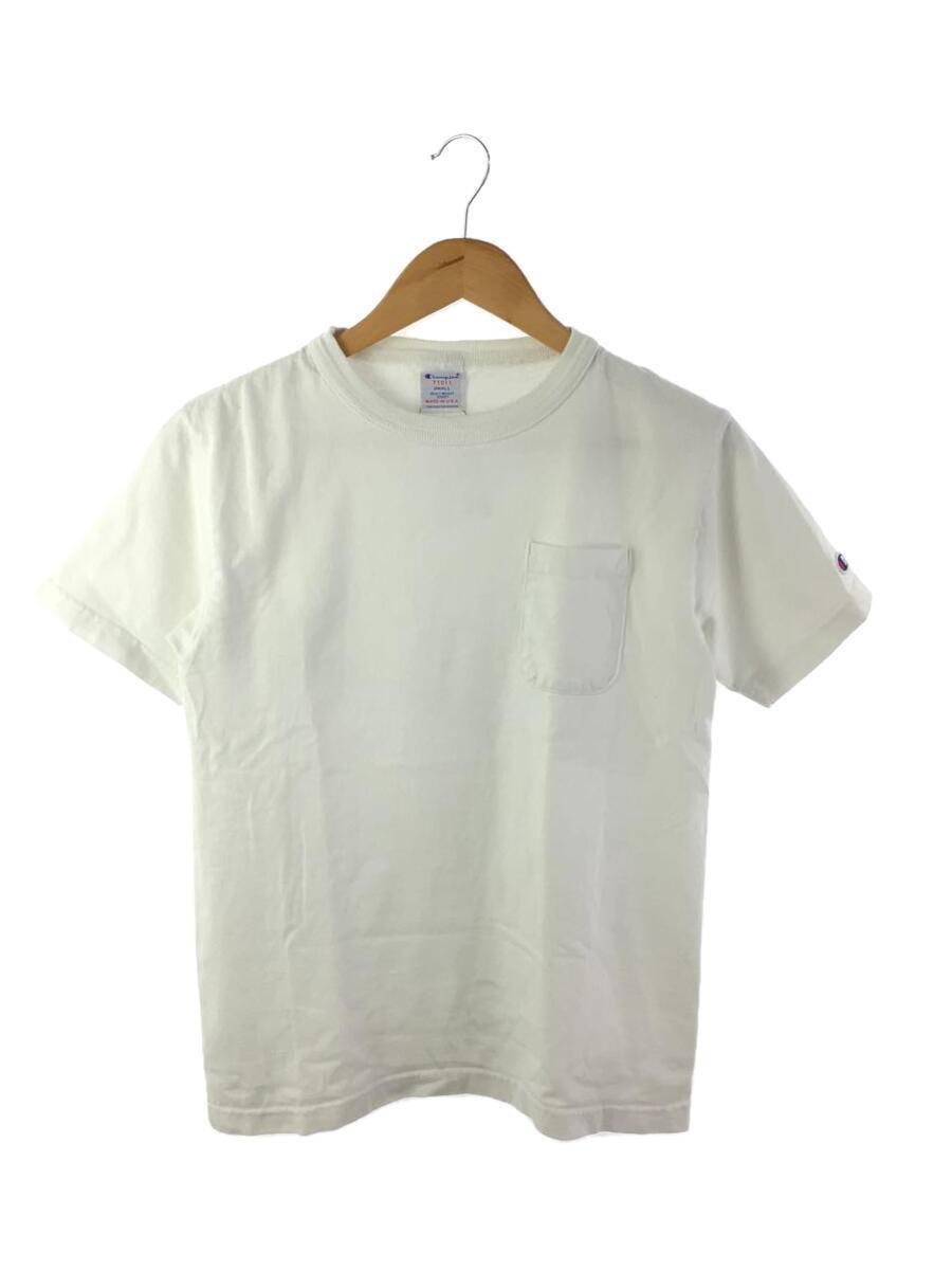 Champion◆Tシャツ/S/コットン/WHT/無地/T1011/MADE IN U.S.A/汚れ有_画像1