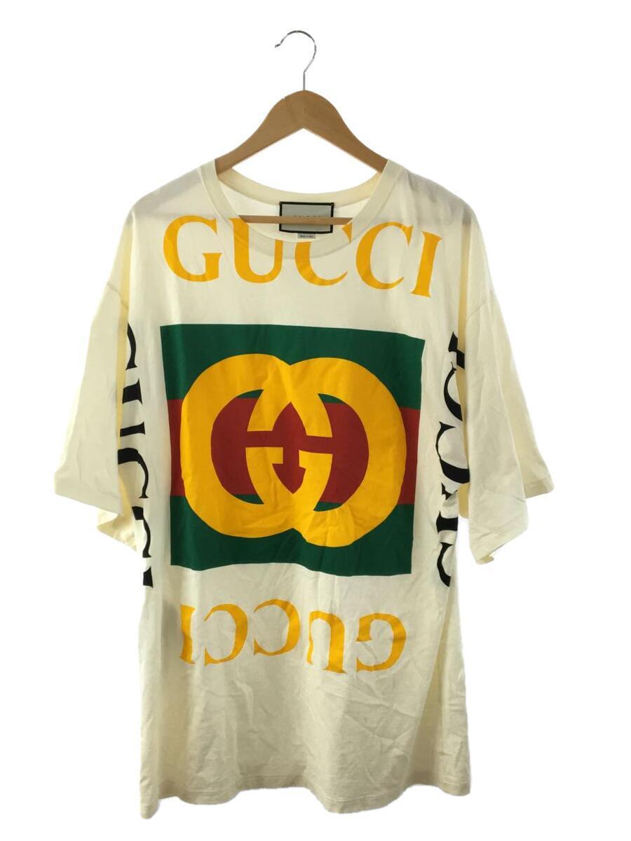 GUCCI◆GUCCI グッチ オーバーサイズロゴTシャツ/XS/コットン/IVO/539080 XJA9C