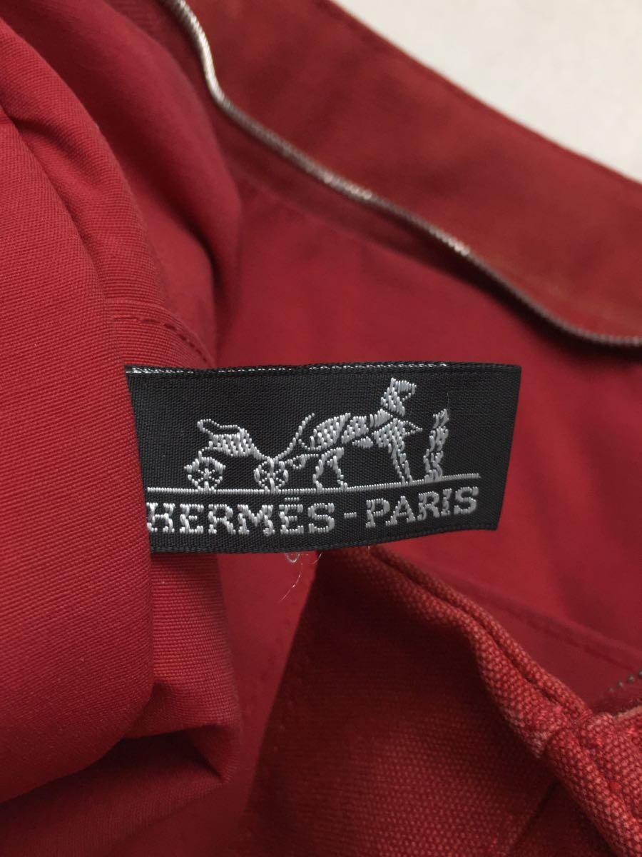 HERMES*do- vi ru/ tote bag / canvas /RED/ angle attrition * color .. have 