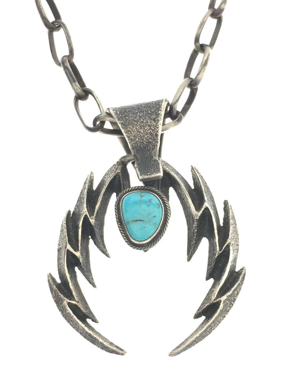 素敵でユニークな NAVAJO◇ライトニングターコイズネックレス/STERLING