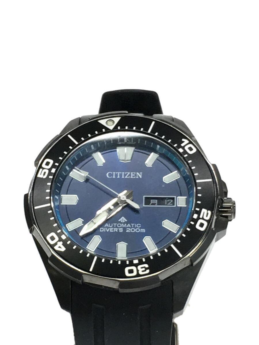 CITIZEN◆自動巻腕時計/アナログ/ラバー/BLU/BLK/SS/プロマスターマリン/8203-R008927_画像1