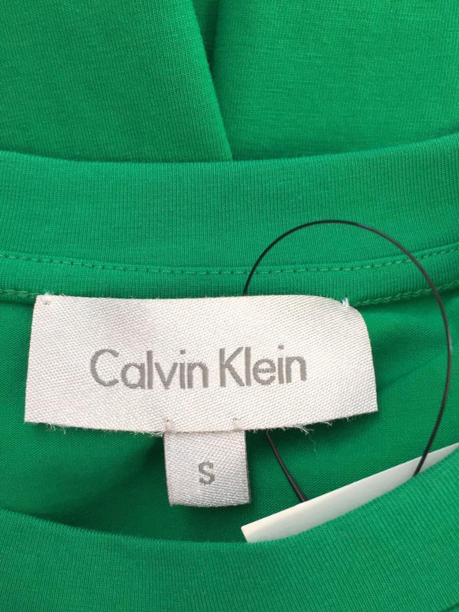 Calvin Klein◆Tシャツ/S/コットン/GRN/無地/グリーン_画像3
