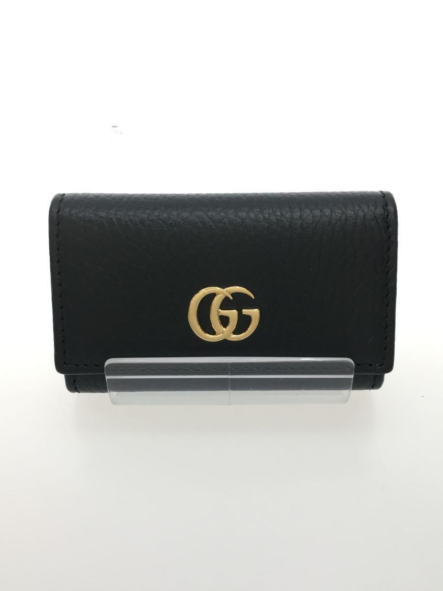 GUCCI◆キーケース/レザー/BLK/無地/レディース/466118 0416