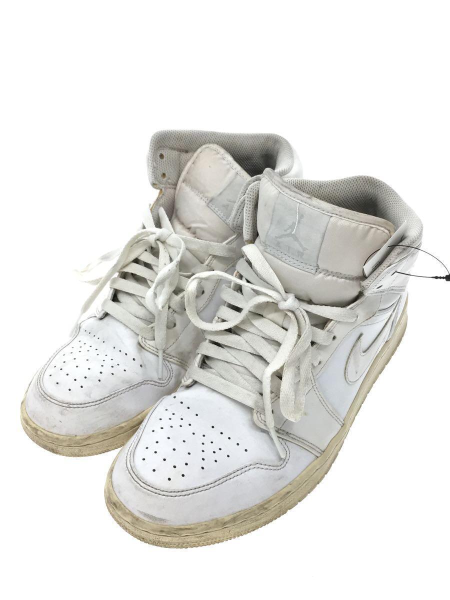 NIKE◆AIR JORDAN 1 MID/エアジョーダンミッド/ホワイト/554724-104/26.5cm/WHT_画像2