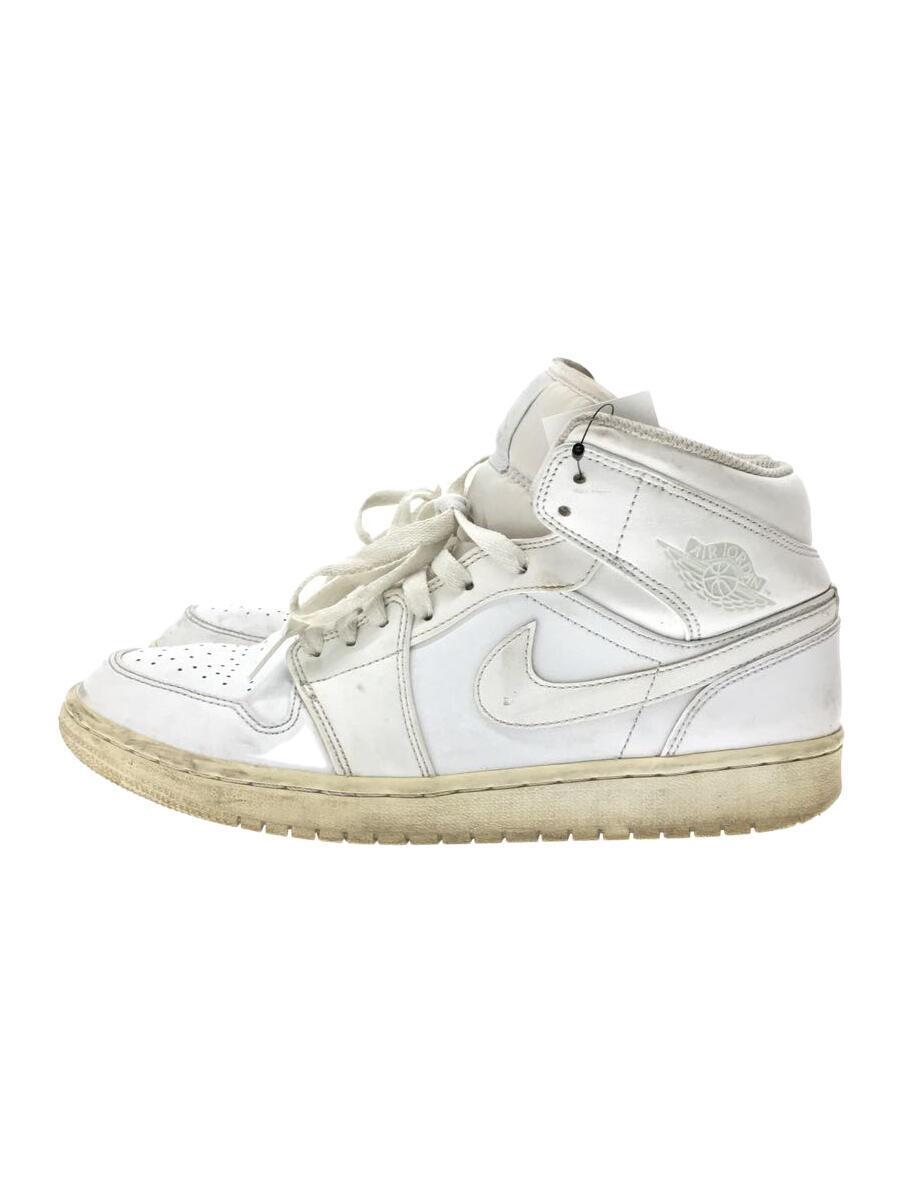 NIKE◆AIR JORDAN 1 MID/エアジョーダンミッド/ホワイト/554724-104/26.5cm/WHT_画像1