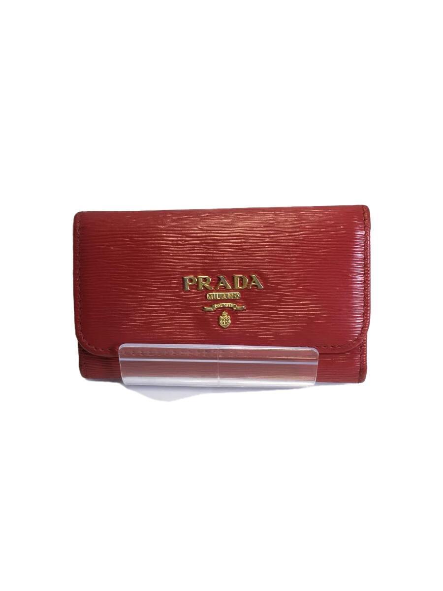 T ポイント5倍 PRADA◇キーケース/レザー/RED/レディース キーケース