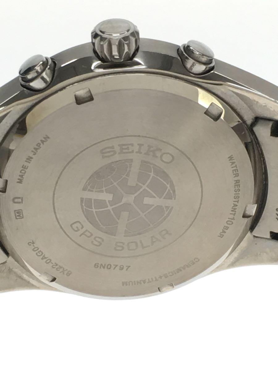 SEIKO◆ソーラー腕時計/アナログ/チタン/NVY/SLV/8X22-0AG0_画像3