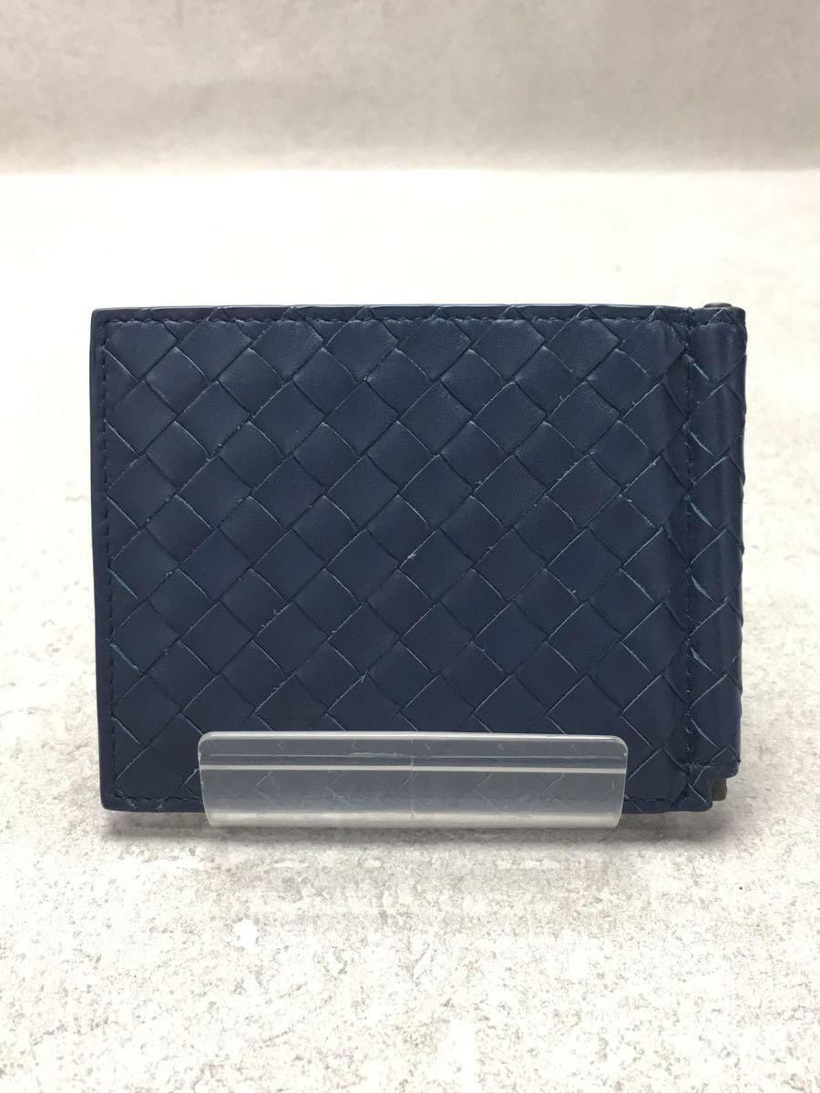 優先配送 BOTTEGA VENETA◇マネークリップ付2つ折り財布/レザー/NVY