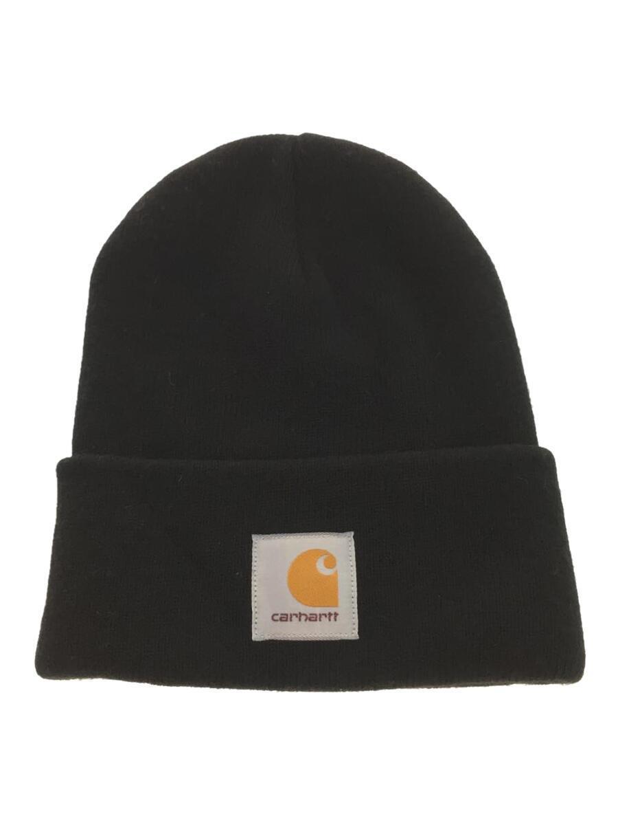 Carhartt◆ニットキャップ/FREE/アクリル/BLK/無地/メンズ_画像1