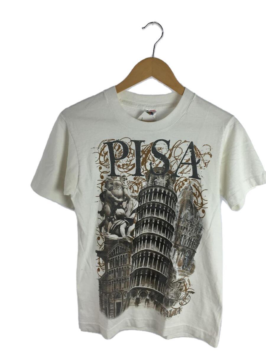 FRUIT OF THE LOOM◆Tシャツ/S/コットン/ホワイト/90s/TOWER OF PISA/ピサの斜塔_画像1