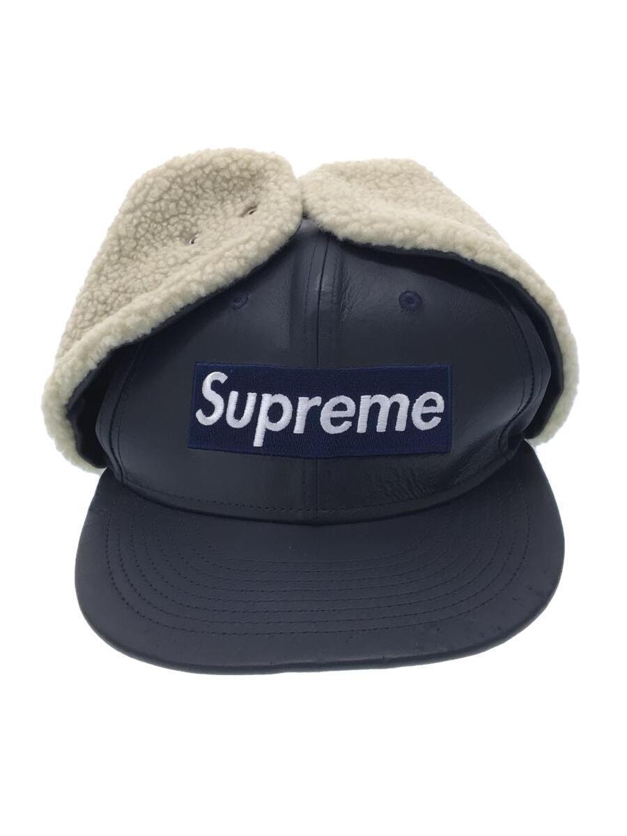 好評 Earflap Supreme◇22AW/Leather Box 3/8/羊革/ネイビー Newera