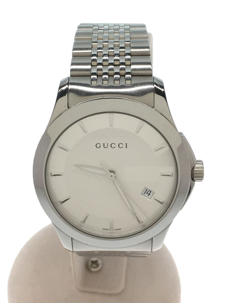 GUCCI◆腕時計/アナログ/ステンレス/WHT/SLV/YA126401_画像1