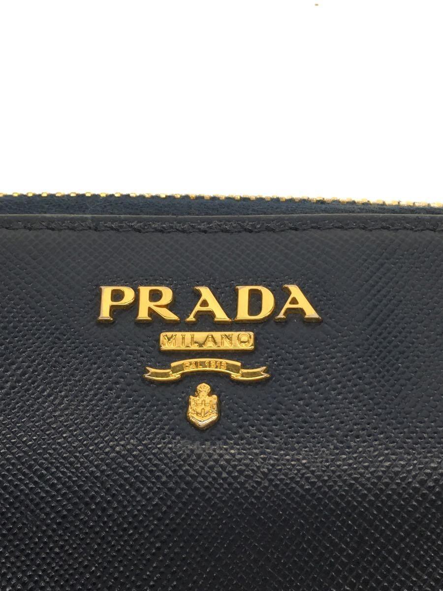 PRADA◆長財布/-/NVY/無地/レディース_画像3