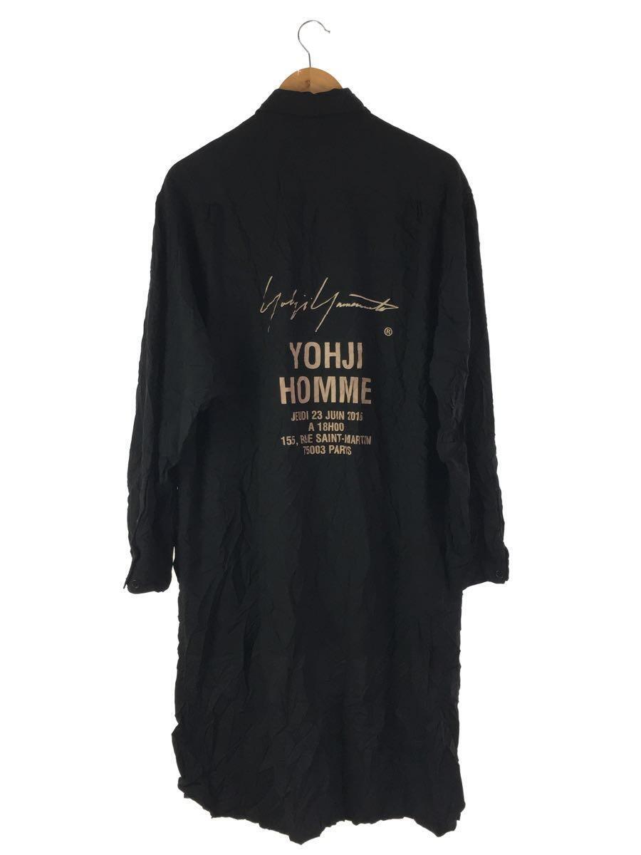 yohji yamamoto POUR HOMME◆ツイルシワ加工スタッフシャツ/-/ポリエステル/BLK/HW-B09-941_画像2