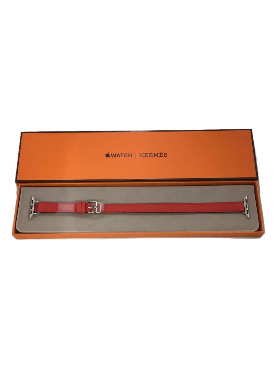 HERMES◆APPLE WATCH/ドゥブルトゥール/服飾雑貨/レザー/レッド/メンズ