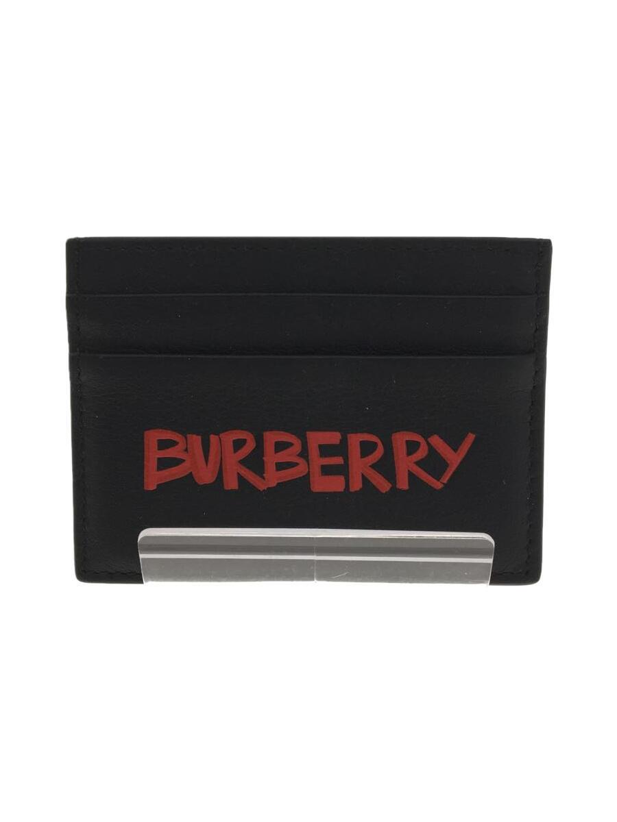 BURBERRY◆カードケース/レザー/BLK/無地/メンズ/グラフィティカードケース