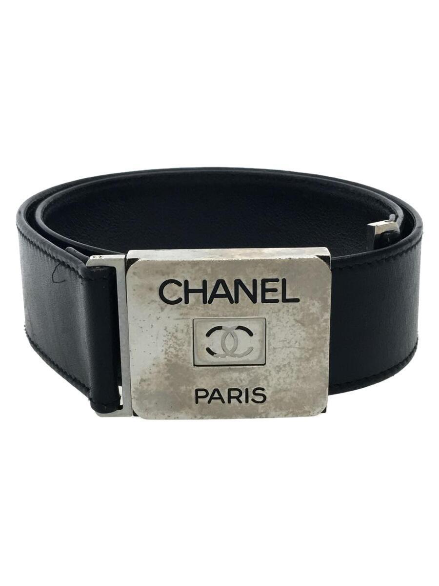 CHANEL◆ベルト/レザー/BLK/レディース_画像1