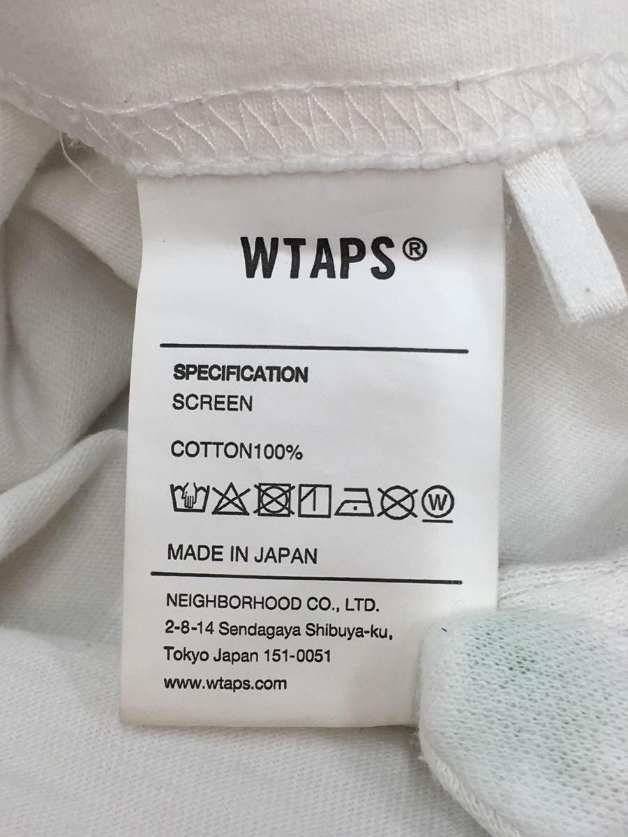 WTAPS◆Tシャツ/1/コットン/WHT/無地/プリント_画像4